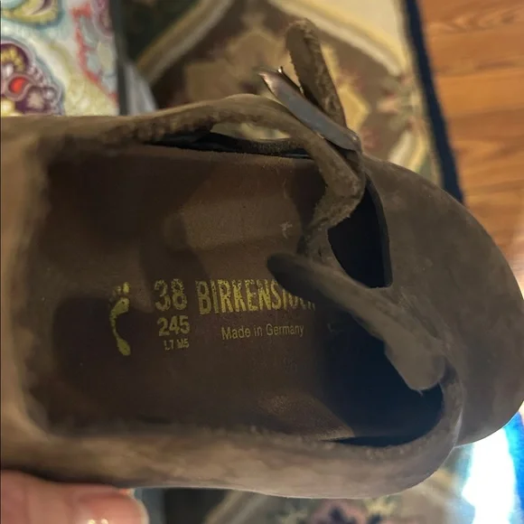 RARE!! Birkenstock DARK BROWN suede “PARIS” Women's Mary Jane’s sz 38 - Picture 9 of 12